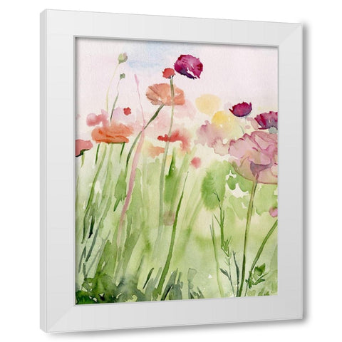 Among the Watercolor Wildflowers I White Modern Wood Framed Art Print by Parker, Jennifer Paxton
