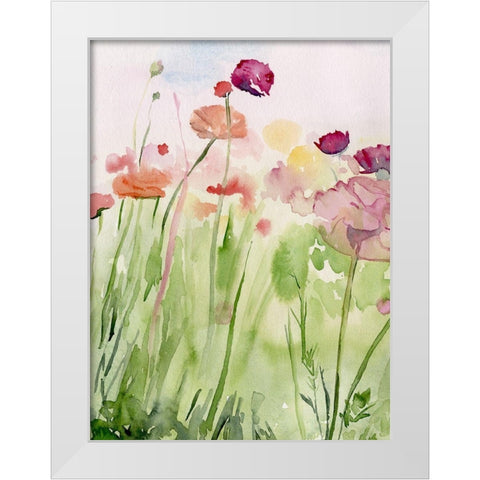 Among the Watercolor Wildflowers I White Modern Wood Framed Art Print by Parker, Jennifer Paxton