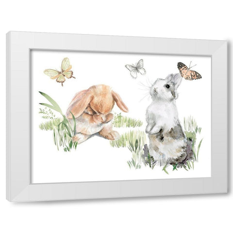 English Bunnies I White Modern Wood Framed Art Print by Parker, Jennifer Paxton
