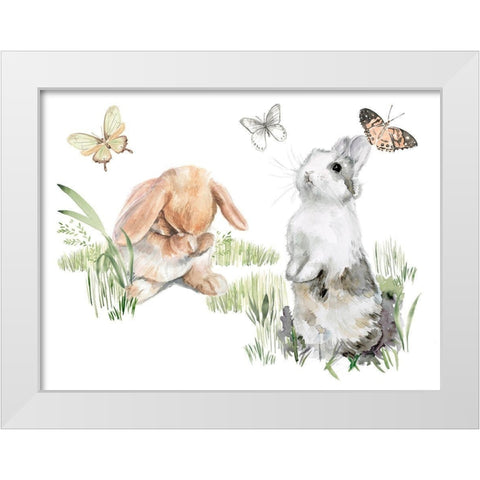 English Bunnies I White Modern Wood Framed Art Print by Parker, Jennifer Paxton