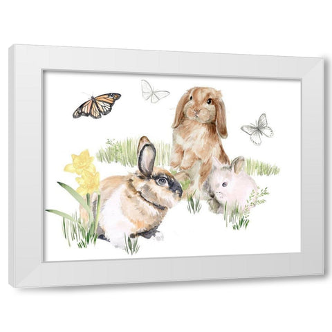 English Bunnies II White Modern Wood Framed Art Print by Parker, Jennifer Paxton