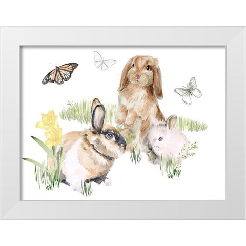English Bunnies II White Modern Wood Framed Art Print by Parker, Jennifer Paxton