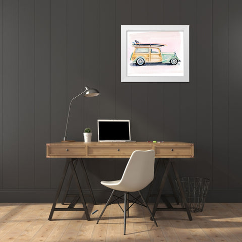 Surf Wagon IV White Modern Wood Framed Art Print by Parker, Jennifer Paxton