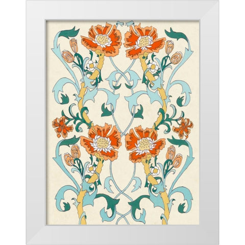 Nouveau Floral Pattern I White Modern Wood Framed Art Print by McCavitt, Naomi