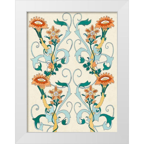 Nouveau Floral Pattern II White Modern Wood Framed Art Print by McCavitt, Naomi