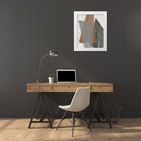 Triangle Stripes I White Modern Wood Framed Art Print by Goldberger, Jennifer
