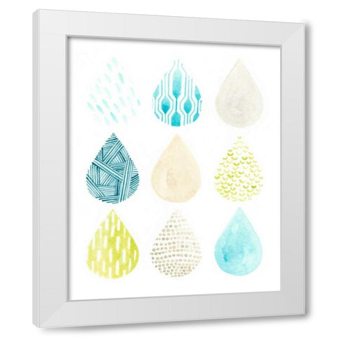 Pattern Drops I White Modern Wood Framed Art Print by Vess, June Erica
