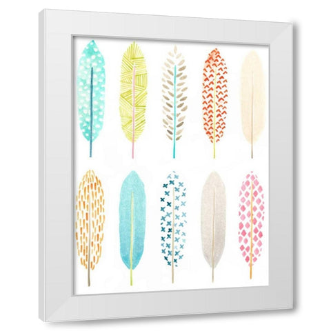 Feather Patterns I White Modern Wood Framed Art Print by Vess, June Erica