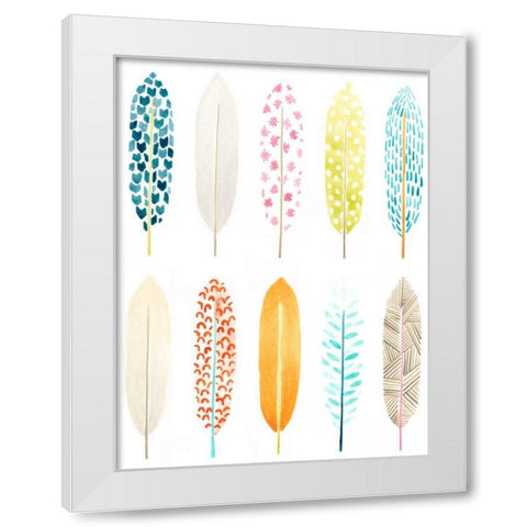 Feather Patterns II White Modern Wood Framed Art Print by Vess, June Erica