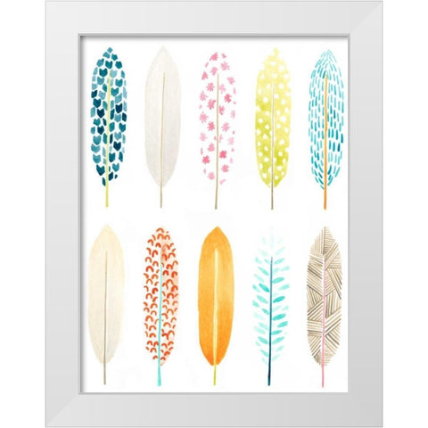 Feather Patterns II White Modern Wood Framed Art Print by Vess, June Erica
