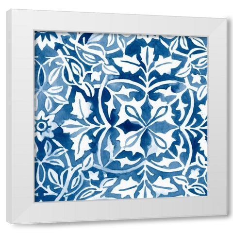 Watercolor Indigo I White Modern Wood Framed Art Print by Vess, June Erica