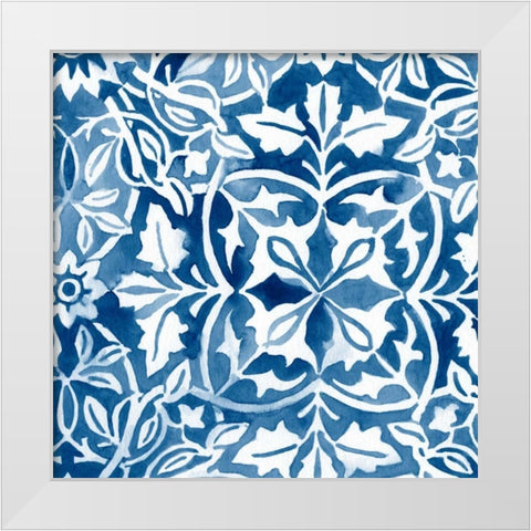 Watercolor Indigo I White Modern Wood Framed Art Print by Vess, June Erica