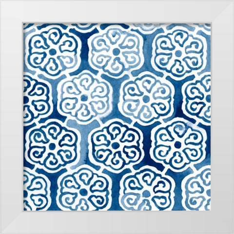 Watercolor Indigo III White Modern Wood Framed Art Print by Vess, June Erica