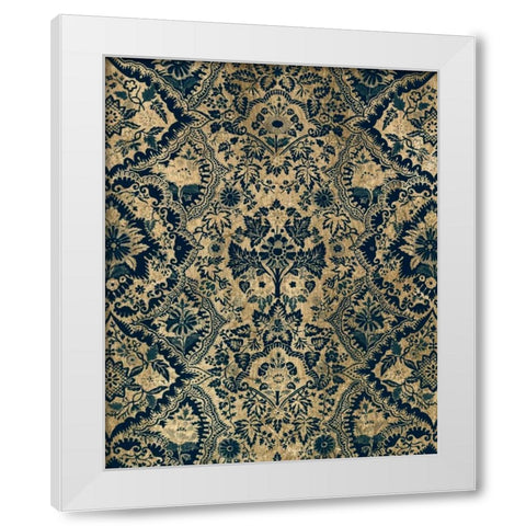 Baroque Tapestry in Aged Indigo I White Modern Wood Framed Art Print by Vision Studio