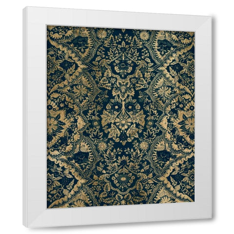 Baroque Tapestry in Aged Indigo II White Modern Wood Framed Art Print by Vision Studio