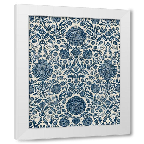 Baroque Tapestry in Navy I White Modern Wood Framed Art Print by Vision Studio