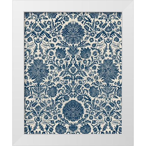 Baroque Tapestry in Navy I White Modern Wood Framed Art Print by Vision Studio