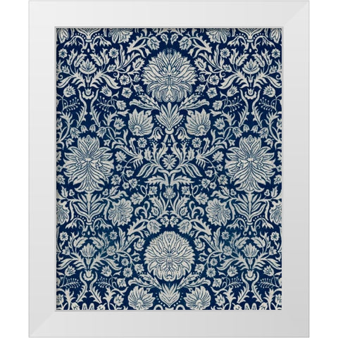 Baroque Tapestry in Navy II White Modern Wood Framed Art Print by Vision Studio