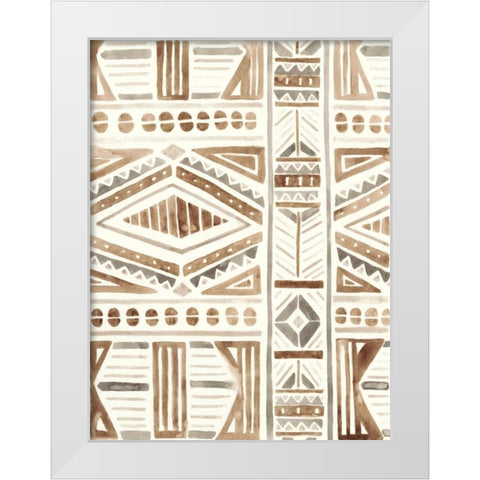 Tribal Impressions II White Modern Wood Framed Art Print by Vess, June Erica