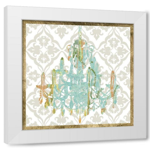 Damask Chandelier I White Modern Wood Framed Art Print by Goldberger, Jennifer