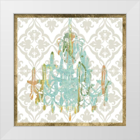 Damask Chandelier I White Modern Wood Framed Art Print by Goldberger, Jennifer