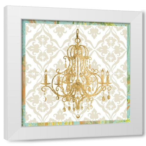 Damask Chandelier II White Modern Wood Framed Art Print by Goldberger, Jennifer
