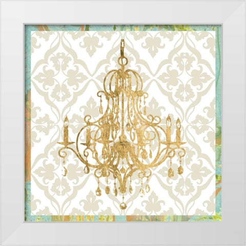 Damask Chandelier II White Modern Wood Framed Art Print by Goldberger, Jennifer