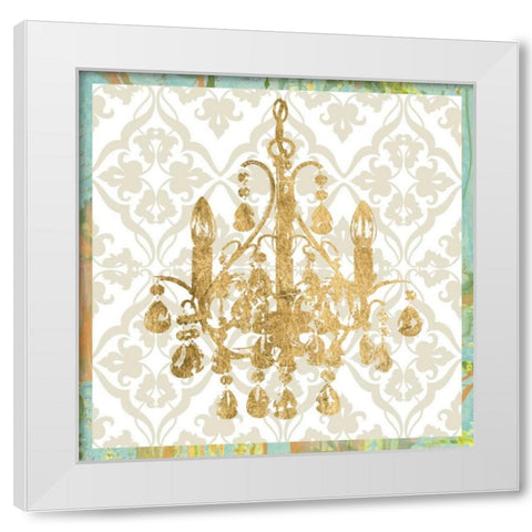 Damask Chandelier IV White Modern Wood Framed Art Print by Goldberger, Jennifer