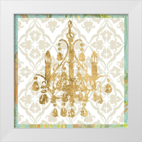 Damask Chandelier IV White Modern Wood Framed Art Print by Goldberger, Jennifer
