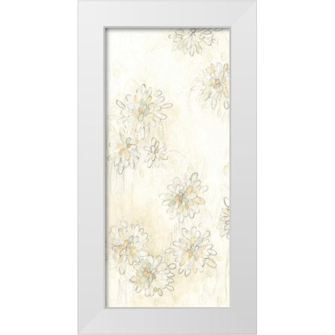 Dahlia Cascade I White Modern Wood Framed Art Print by Vess, June Erica