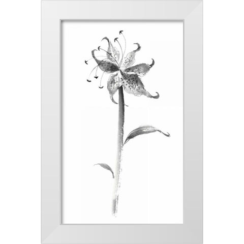 Ink Tiger Lily White Modern Wood Framed Art Print by Rae, Nan