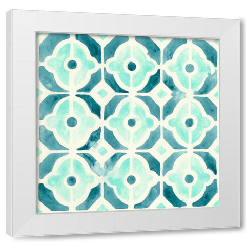 Ocean Tile II White Modern Wood Framed Art Print by Vess, June Erica