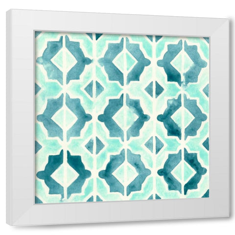 Ocean Tile V White Modern Wood Framed Art Print by Vess, June Erica