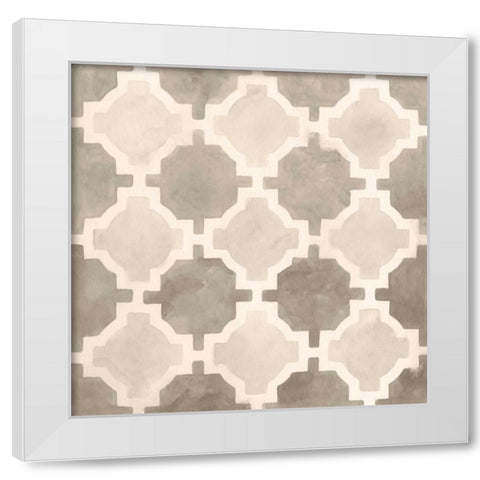 Neutral Watercolor Tile I White Modern Wood Framed Art Print by Vess, June Erica