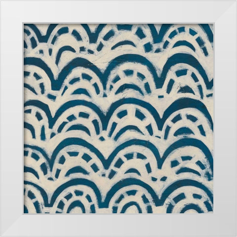 Indigo Signals VIII White Modern Wood Framed Art Print by Vess, June Erica