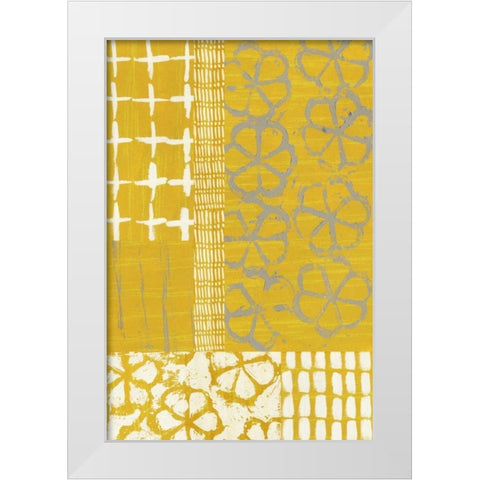 Golden Blockprint II White Modern Wood Framed Art Print by Zarris, Chariklia