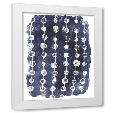 Indigo Batik Vignette I White Modern Wood Framed Art Print by Vess, June Erica
