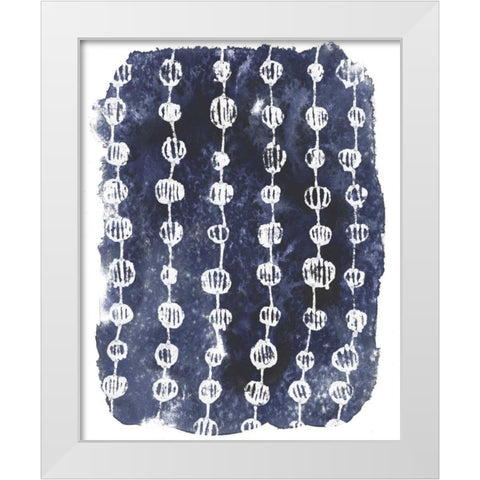 Indigo Batik Vignette I White Modern Wood Framed Art Print by Vess, June Erica