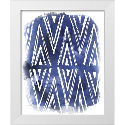 Indigo Batik Vignette II White Modern Wood Framed Art Print by Vess, June Erica