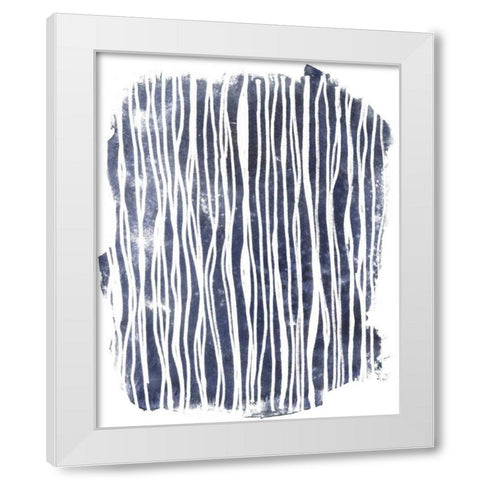 Indigo Batik Vignette III White Modern Wood Framed Art Print by Vess, June Erica