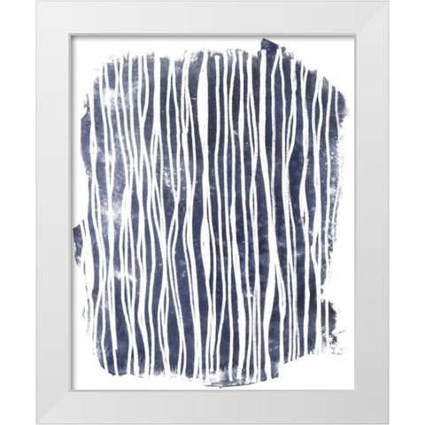 Indigo Batik Vignette III White Modern Wood Framed Art Print by Vess, June Erica