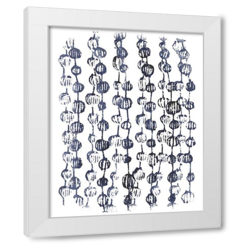 Indigo Batik Vignette V White Modern Wood Framed Art Print by Vess, June Erica