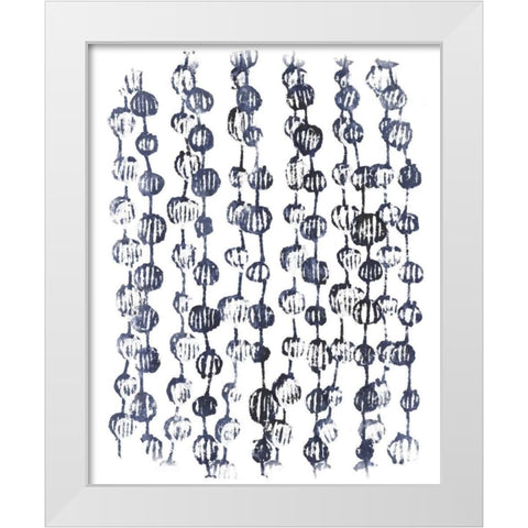 Indigo Batik Vignette V White Modern Wood Framed Art Print by Vess, June Erica