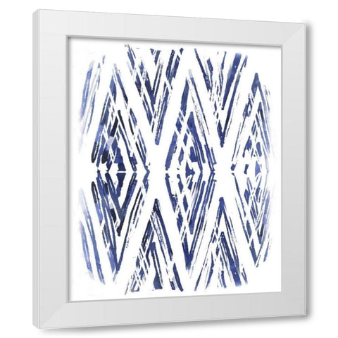 Indigo Batik Vignette VI White Modern Wood Framed Art Print by Vess, June Erica