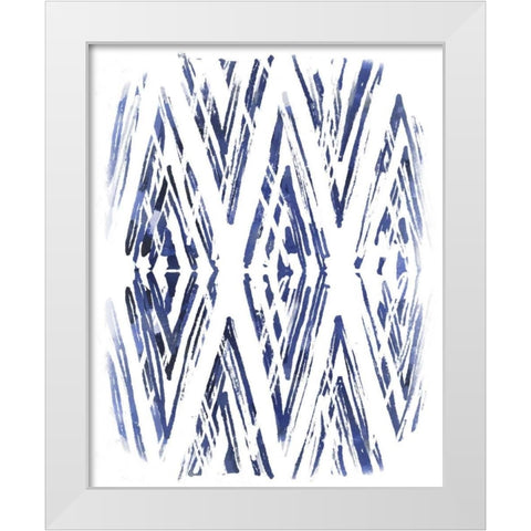 Indigo Batik Vignette VI White Modern Wood Framed Art Print by Vess, June Erica