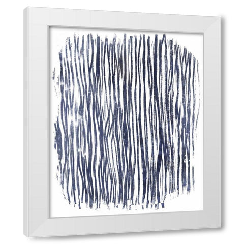 Indigo Batik Vignette VII White Modern Wood Framed Art Print by Vess, June Erica