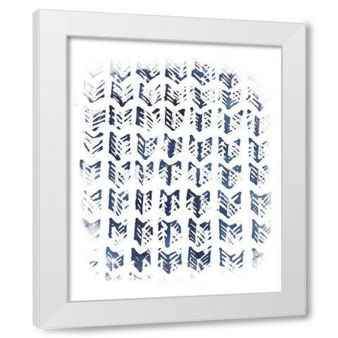Indigo Batik Vignette VIII White Modern Wood Framed Art Print by Vess, June Erica