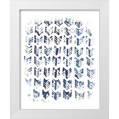 Indigo Batik Vignette VIII White Modern Wood Framed Art Print by Vess, June Erica