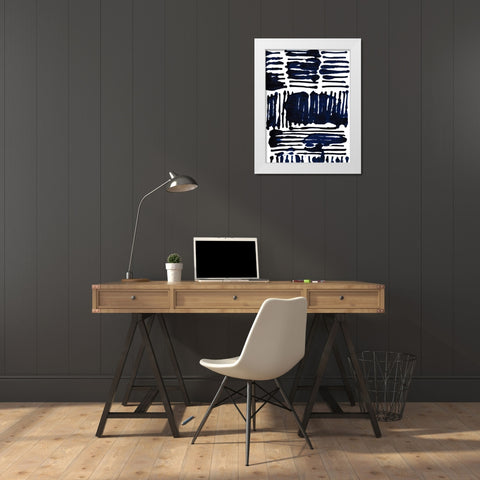 Indigo Stripes I White Modern Wood Framed Art Print by Fuchs, Jodi