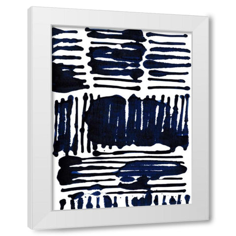 Indigo Stripes I White Modern Wood Framed Art Print by Fuchs, Jodi